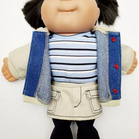 1995 CABBAGE PATCH KIDS Vintage Doll Figure Outfit Brown Hair Green Eyes Mattel - Picture 5 of 15